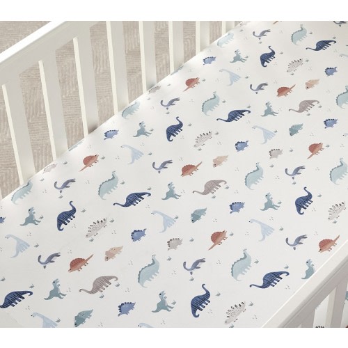 Dillon Dino Organic Crib Fitted Sheet | Pottery Barn Kids