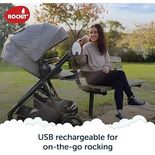Rockit Rocker USB Rechargeable - Rock-It The Original Portable Baby Rocker Sleep Aid Gently Rocks Stroller or Buggy - Adjustable Speed 60-Min Timer - Fits Pushchairs & Prams Creates Automatic Bouncer