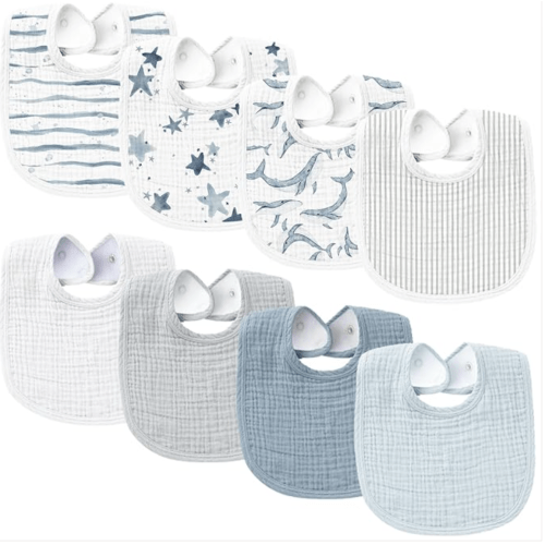 Baby Cotton Bibs 8 Pack