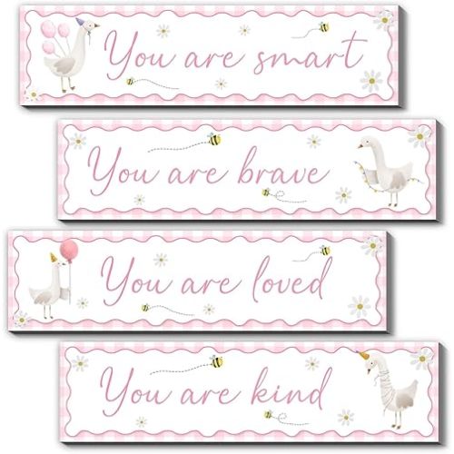 One Silly Goose Wall Decor,Wooden Babies Stuff,4PCS Silly Goose Wall Decals Art,Perfect for Baby Room, Nursery,Kids Room,Unique Ideal for Baby Shower,Easy to Install