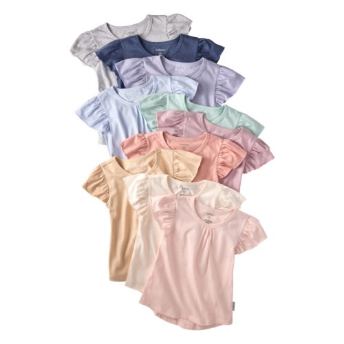 Rose Assorted 10-Pack Ruffle Organic Cotton T-Shirts, 12M
