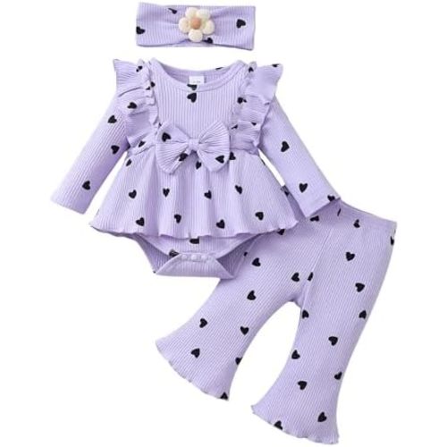 Mioglrie Newborn Baby Girl Clothes Infant Fall Outfits Color Block Pants Set Baby Clothes for Girls 0 3 6 9 12 18 Months