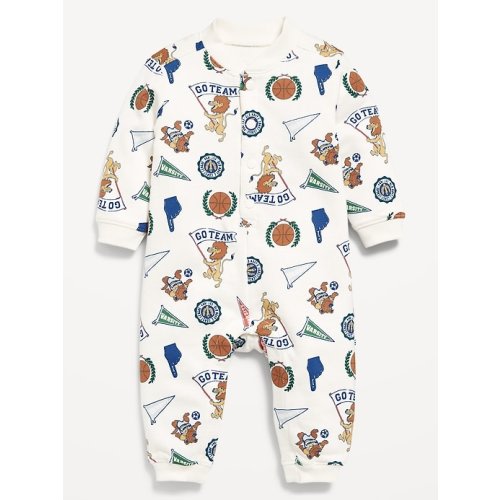 Printed Long-Sleeve French-Terry One-Piece for Baby