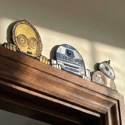 Galaxy Droid Door Topper, Cute Robot Shelf Sitter Decor, Space Adventure Wall Sign, Sci Fi Room Accent Gift