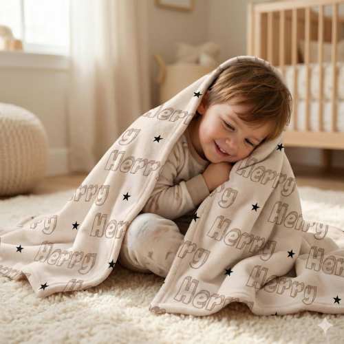 Personalized Minky Sherpa Kids Blanket, Custom Name Throw, Soft Fleece Baby Gift