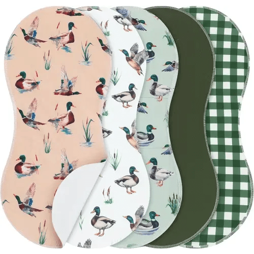 5 Pack Mallard Duck Pattern Baby Burp Cloths Soft Absorbent Burping Rags for Newborns 19"x9" Spit up Cloths for Boy Girl Newborn Baby Shower Registry Gifts Set Nursery Decor