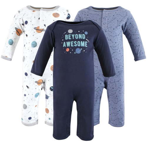 Hudson Baby Infant Boys Cotton Coveralls, Space, 6-9 Months