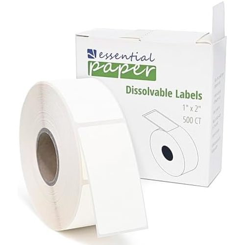 ESSENTIAL 500 Dissolvable Food Labels, 1 x 2 Inch Blank White