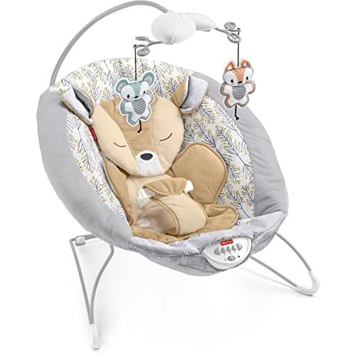 Fisher-Price Fawn Meadows Deluxe Bouncer, Portable Infant Seat with Music and Soothing Vibrations [Amazon Exclusive]
