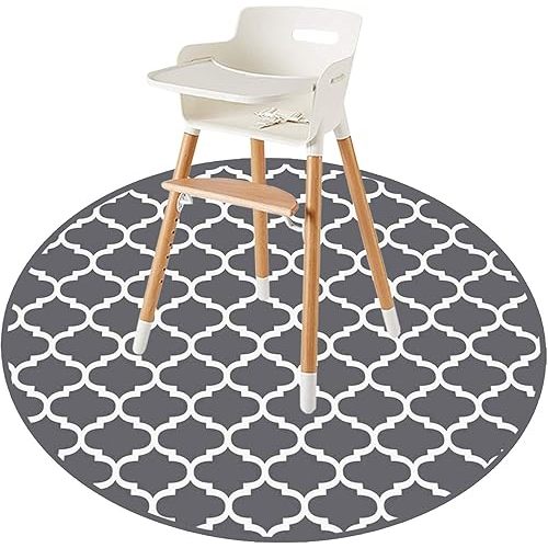 Round Splat Mat for Under High Chair/Arts/Crafts by CLCROBD, 53" Baby Anti-Slip Food Splash and Spill Mat for Eating Mess, Waterproof Floor Protector and Table Cloth (Round Lattice)