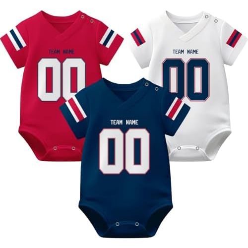 KREDE Baby Clothes Unisex Bodysuit Jersey Style Custom Name Number for Baby Boys