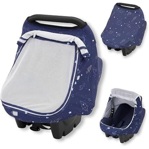 Orzbow Baby Car Seat Cover, Breathable Car Seat Canopy, Mesh Window, Blue