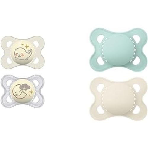 MAM Night Pacifiers (2 Pacifiers & Sterilizing Box), MAM Pacifiers 0-6 Months & Original Matte Baby Pacifier, Nipple Shape Helps Promote Healthy Oral Development, Sterilizer
