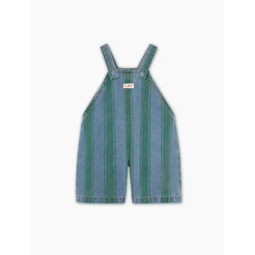 TINY COTTONS Retro Stripes Baby Denim Dungaree in Green Stripes