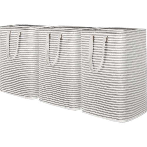 3-Pack 75L Collapsible Laundry Basket with Handles, Large Capacity, Waterproof Freestanding Laundry Hamper, Tall Clothes Hamper for Storage in Dorm, Home, Camping