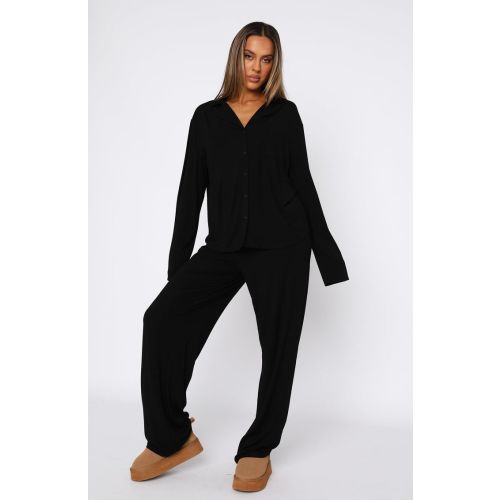 Pillow Talk Long Sleeve Pyjama Set Black | Long sleeve pyjamas, Lounge wear, Pajama set