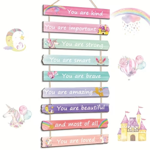 9pcs unicorn ow wooden wall art inspi tional ph ses - Temu