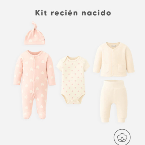 Set bebé recién nacido body + enterizo + buzo + pantalón + gorro algodón surtida