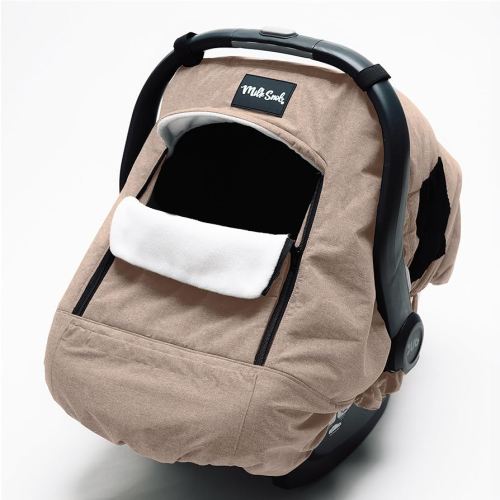Milk Snob Winter Baby Car Seat Cover - Carseat Canopy & Stroller Cover for Babies - Waterproof, Windproof, Cozy Inner Fleece Lining - Keep Your Baby Warm, Dry & Cozy This Winter (Fawn)