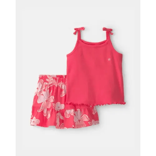 Baby Girl 2-Piece Floral Top & Skirt Set - Orange | Carter's