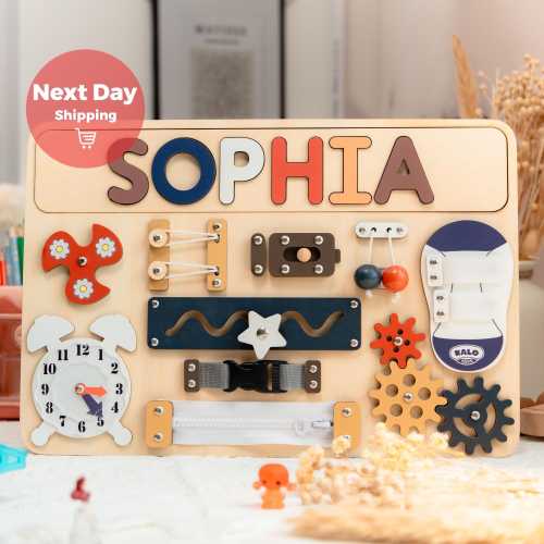 Personalized Baby Busy Board, First Birthday Gift, Name Puzzle Gift, Toddler Toy, New Baby Girl & Boy Gift, Baby Boy Toys, Kids Wooden Toys