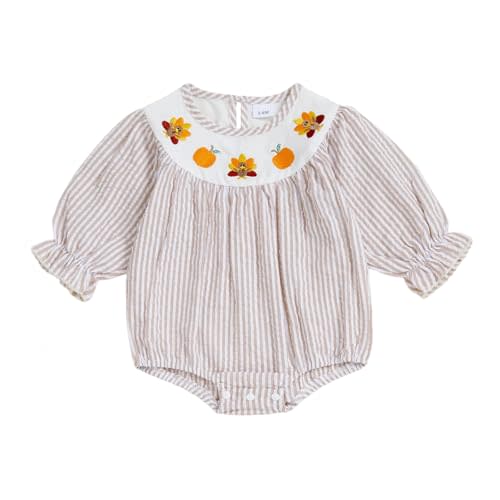 My First Halloween Baby Girl Outfit Pumpkin Bubble Romper Long Sleeve Smocked Jumpsuit Cute Fall Clothes