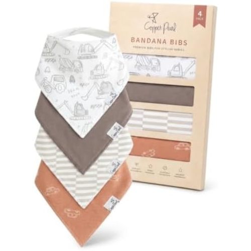 Copper Pearl Baby Bibs 4 Pack & 6 Pack, Bandana Drool Bibs for Baby Girl & Boy, Soft Cotton Bibs for Drooling and Teething