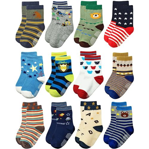 RATIVE RB-71112 Non Skid Anti Slip Crew Socks With Grips For Baby Toddlers Boys