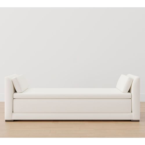 Luna Upholstered Daybed Sleeper, Polyester Wrapped Cushions, Performance Boucle Ivory