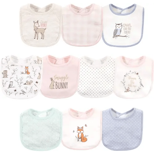 Hudson Baby Unisex Baby Cotton Bibs, Enchanted Forest, One Size