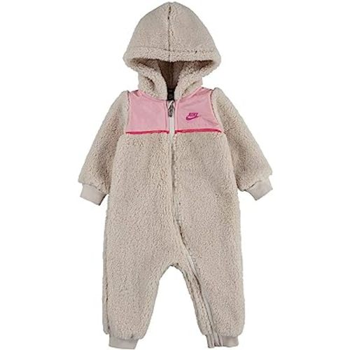 Nike Baby Girl Sherpa Fleece Hooded Coverall (Light Orewood(06H118-X27)/Pink, 3 Months)