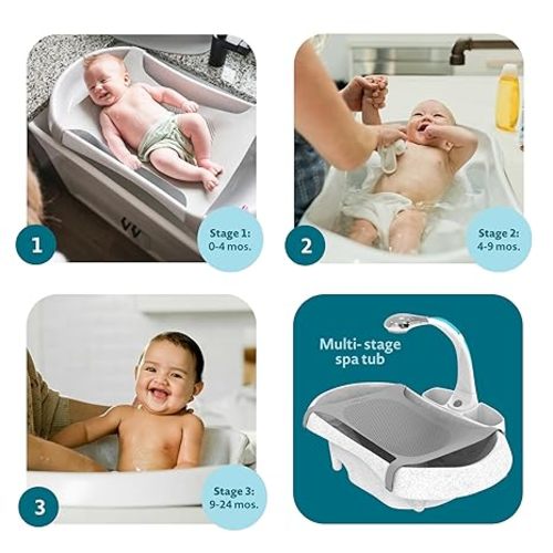 The First Years Rain Shower Baby Spa Bathtub Set – Includes Infant Sling, Soothing Spray Shower Head, Fresh Water Tank and Built-in Soft Brush – 3-in-1 Newborn to Toddler Design –Baby Bath Essentials