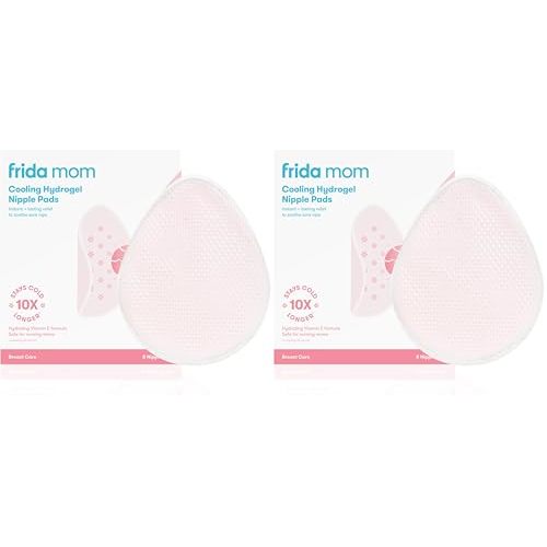 Frida Mom Nursing Pads, Cooling Hydrogel Nipple Pads for Hydration and Soothing Sore Nipples, Breastfeeding Essentials, 8ct (Pack of 2)