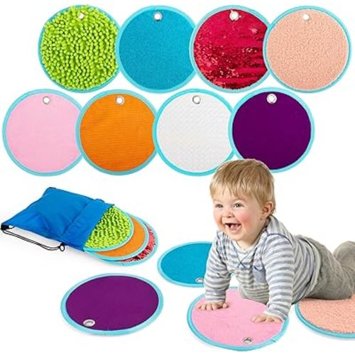 Sensory Mini Mats with Storage Bag Assorted Textured Play Mat Educational Tactile Sensory Toys for Autistic Children Kids Baby Toddler with Sensory Issues Fidgeting Activity