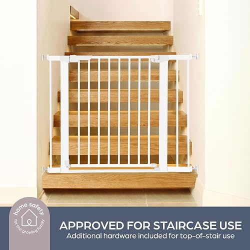 Dreambaby Infinity Pressure Mount Baby Gate with Wide Walk Through Opening - Low No Trip Basebar - Auto Close - Fits 29.5-39in - One Handed Operation
