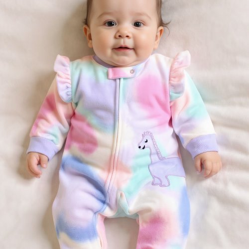 Children's Dinosaur Patch Embroidered Zipper Footed Bodysuit Casual, Perfect for Outdoor