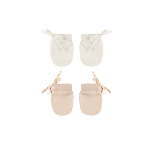 Quincy Mae Ivory/Shell No Scratch Mittens Set