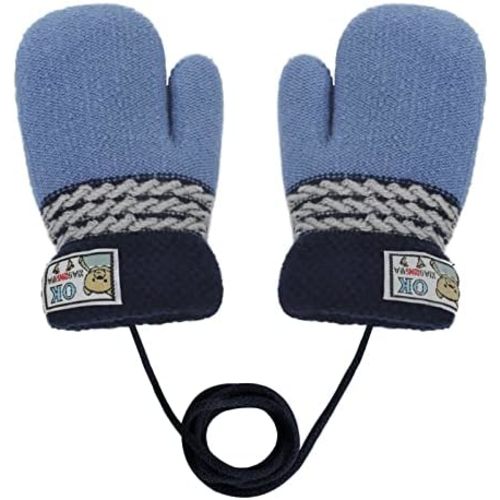 Baby Mittens Warm Mitts Infant Full Finger Gloves Magic Snow Mittens on String