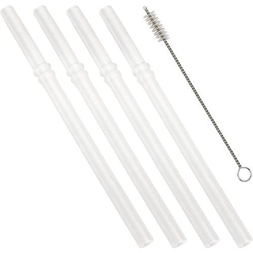 Re-Play 7.375" Reusable Locking Straws with Cleaning Brush, Replacements for Re-Play Straw Cups & Sippy Cups, Dishwasher Safe - Silicone (Pack of 4)