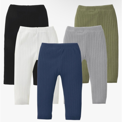 DREAM BUS 5 Pack Toddler Girl Leggings Ribbed Cotton Stretch Pants