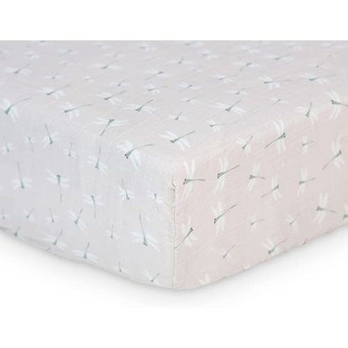 Lulujo Muslin Crib Sheets - Fitted Crib Mattress Sheets for Boys and Girls - 28"x 52", 1 Pack (Dragonfly)