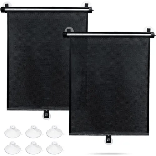 Sfee Car Window Shade for Side Windows, 2 Pack Sun Shade Retractable for Car Blocks Heat and UV Rays Glare Protection Roller Sunshade Visor for Baby, Kids, Pets, Passengers