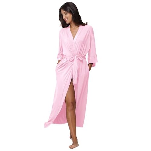 Women's Soft Robes Long Bath Robes Full Length Kimonos Sleepwear Dressing Gown,Solid Color