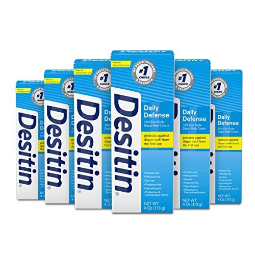 Desitin Daily Defense Baby Diaper Rash Cream with 13% Zinc Oxide Barrier Cream to Treat, Relieve & Prevent Diaper Rash, Hypoallergenic, Dye-, Phthalate- & Paraben-Free, 4 oz (Pack of 6)