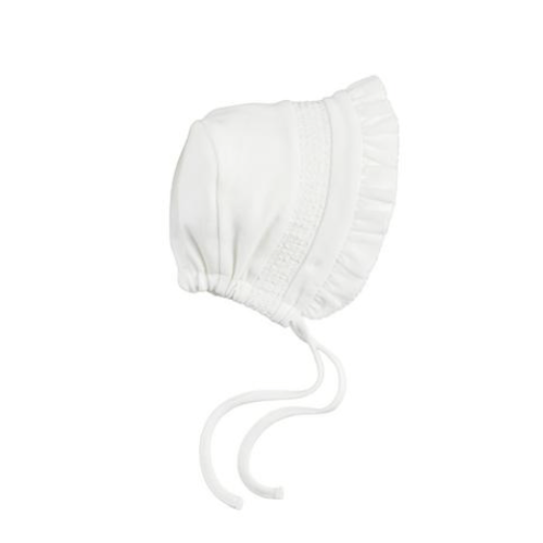 Ivory Smocked Bonnet for Newborns and 0-3 Months | Mud Pie