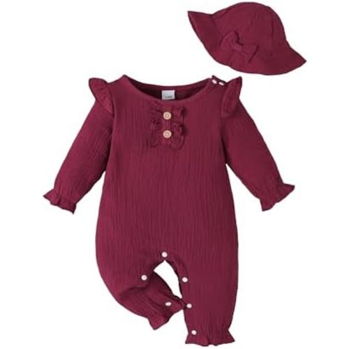 Newborn Infant Baby Girl Romper Bodysuit One Piece Long Sleeve Cotton Linen Fall Winter Clothes Outfit