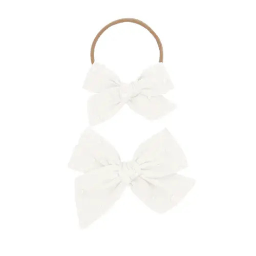 Classic Bow - White Swiss Dot Headband