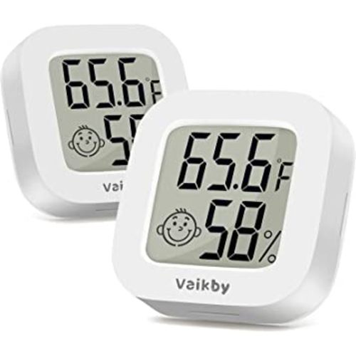 Vaikby Indoor Thermometer 2Pack, Humidity Gauge Meter Digital Hygrometer Room Thermometer for Home, Hight Accurate Temperature and Humidity Monitor for Greenhouse, Reptile, Humidors, Cellar, Office