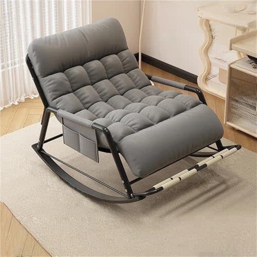 Utlgvnwn Indoor Outdoor Patio Rocking, ChairsOversized Modern Rocker Chairs, Double Papasan Chair with Cushion, Ergonomic Lounge for Living Room, Bedroom, Patio, Garden(Gray,Large)