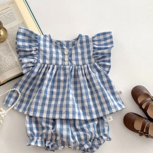 Plaid Ruffled Top With Bloomer